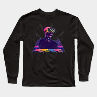 Vaporwave aesthetic Shirt 80s retro style vr gift Long Sleeve T-Shirt